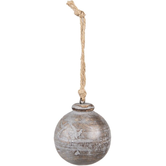 Clayre & Eef 6H2295 Sfera decorativa Ø 7x8 cm Grigio - Marrone Ciondolo