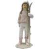 Clayre & Eef 6PR3649 Decorazione Bambino con sci 9x7x21 cm Rosa - Bianco