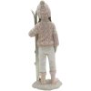 Clayre & Eef 6PR3649 Decorazione Bambino con sci 9x7x21 cm Rosa - Bianco