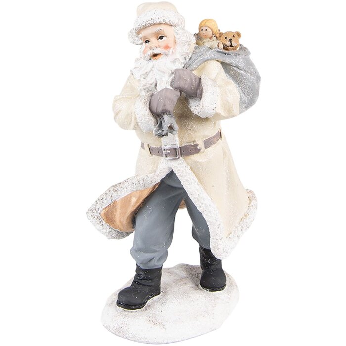 Clayre & Eef 6PR3738 Decorazione Babbo Natale 11x9x21 cm Beige - Grigio