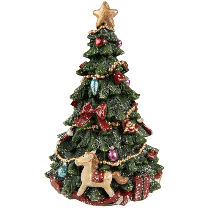 Clayre & Eef 6PR3766 Albero di Natale Music Box Ø 12x19 cm Verde