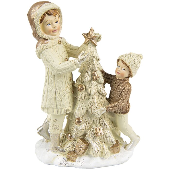 Clayre & Eef 6PR4797 Decorazione bambini con albero di Natale 10x5x14 cm Beige