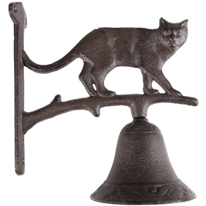 Clayre & Eef 6Y5306 Campanello 9x18x24 cm Marrone Campanello in ghisa Gatto