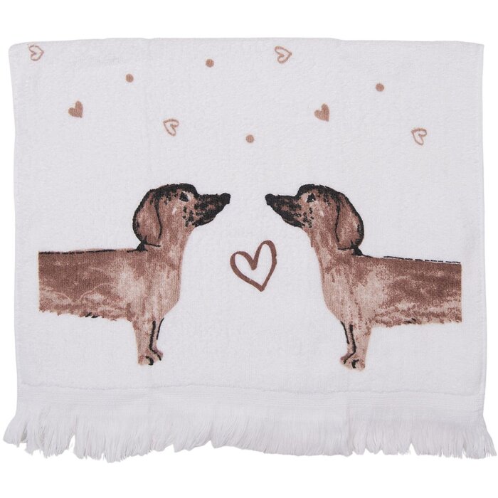 Clayre & Eef CTDHL2 Asciugamano per cani 40x66 cm Bianco - Marrone