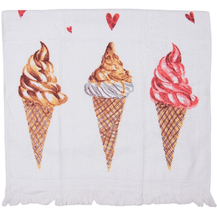 Clayre & Eef CTFAS Asciugamano per ospiti 40x66 cm Bianco - Rosa