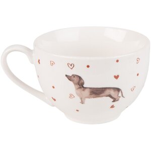 Tazza e piattino da caffè Clayre & Eef DHLKS 12x9x6 cm - Ø 14x2 cm - 200 ml