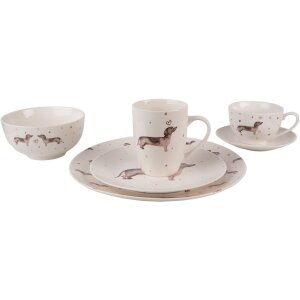 Tazza e piattino da caffè Clayre & Eef DHLKS 12x9x6 cm - Ø 14x2 cm - 200 ml