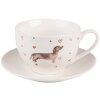 Tazza e piattino da caffè Clayre & Eef DHLKS 12x9x6 cm - Ø 14x2 cm - 200 ml