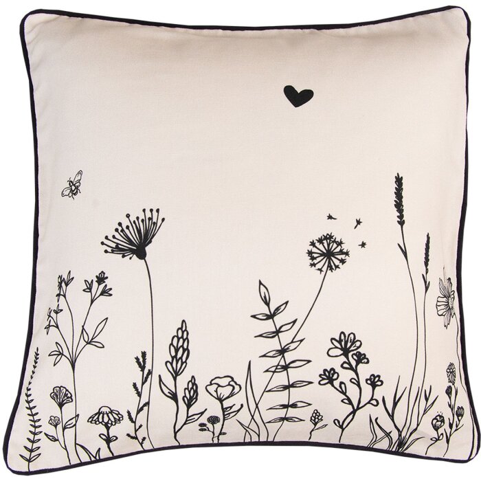 Clayre & Eef FAF21 Copricuscino 40x40 cm Beige - Nero