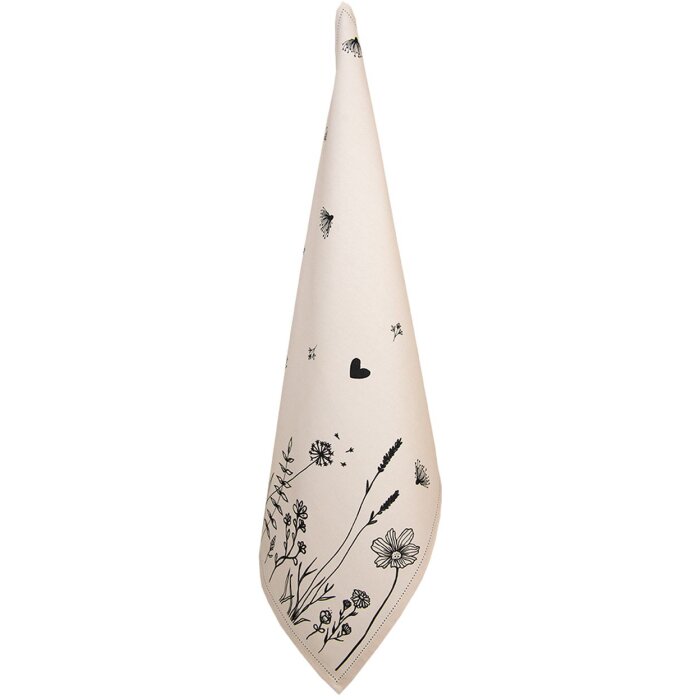 Clayre & Eef FAF42-1 Asciugamano da cucina 50x70 cm Beige - Nero