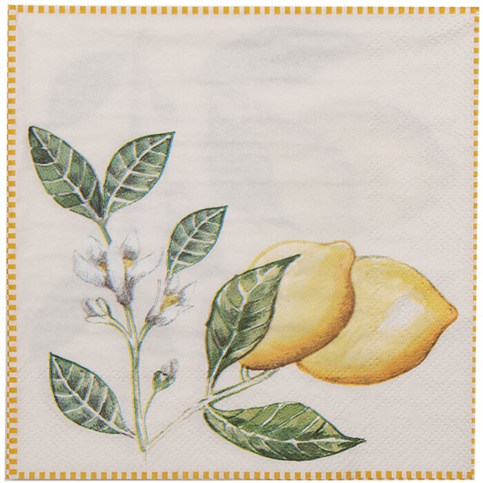 Clayre & Eef LEL73 Tovaglioli di carta 33x33 cm (20 pezzi) Beige - Giallo