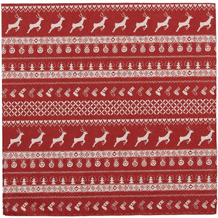 Clayre & Eef NOC73 Tovaglioli di carta 33x33 cm (20 pezzi) Rosso