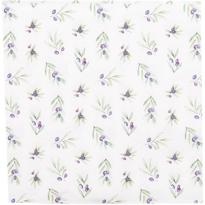 Clayre & Eef OLG73 Tovaglioli di carta 33x33 cm (20 pezzi) Bianco - Blu