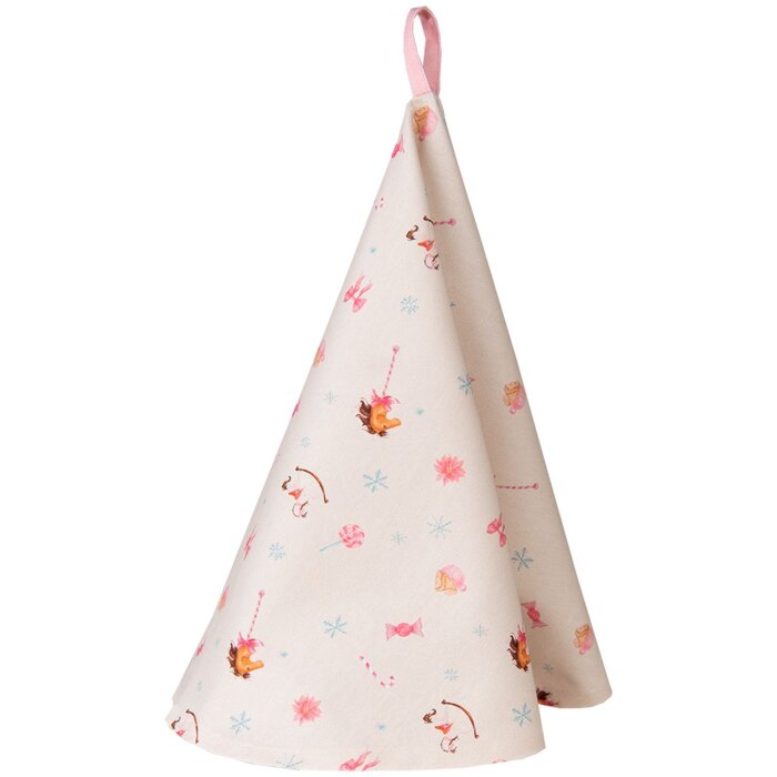 Clayre & Eef PNC48 Asciugamano da cucina Ø 80 cm Beige - Rosa
