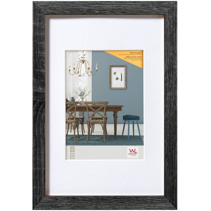 Walther Cornice in legno Fiorito 30x40 cm vetro acrilico grigio scuro