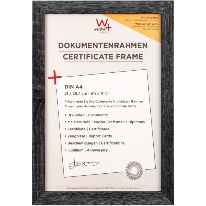 Walther Cornice in legno Fiorito 21x29,7 cm vetro acrilico grigio scuro