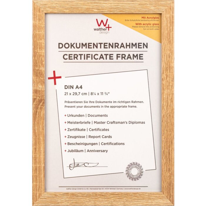 Walther Cornice in legno Fiorito 21x29,7 cm rovere chiaro vetro acrilico