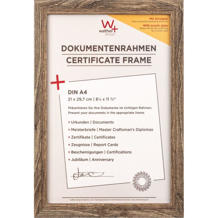 Walther Cornice in legno Fiorito 21x29,7 cm noce vetro acrilico