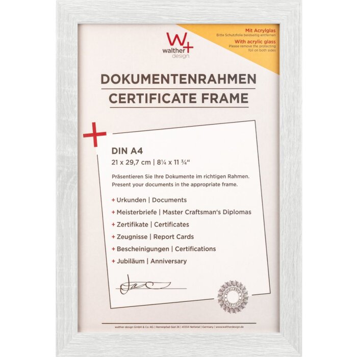 Walther Cornice in legno Fiorito 21x29,7 cm vetro acrilico bianco