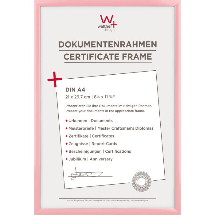 Walther Cornice in plastica New Lifestyle 21x29,7 cm rosa