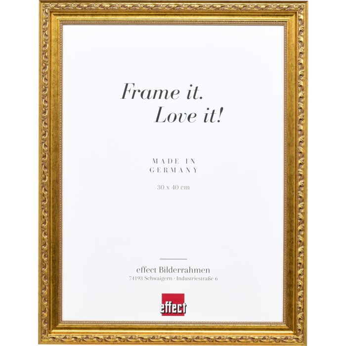 Cornice barocca effetto legno profilo 37 oro antico 60x60 cm vetro normale