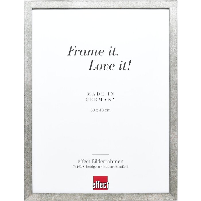 Effect Bilderrahmen Holzrahmen Profil 42 Klarglas silber 20x28 cm