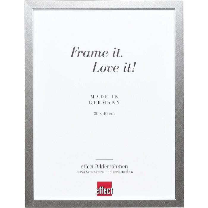 Cornice per foto in legno massiccio Effect Profil 58 Argento 30x40 cm Vetro trasparente