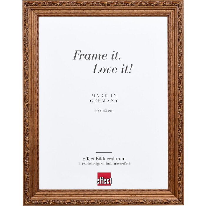 Effect Holzrahmen Profil 63 Barock braun 10x15 cm mit Antireflexglas