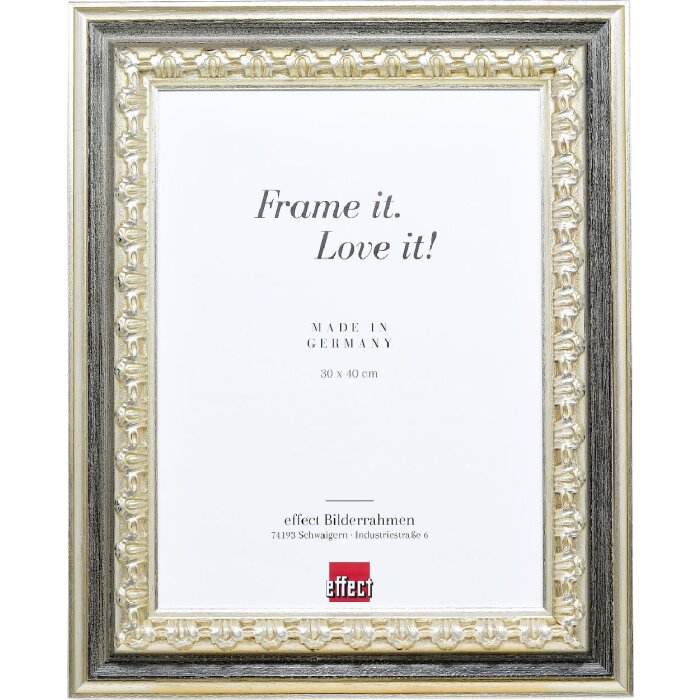 Cornice per foto in legno Effect Profilo 80 Argento 18x32 cm con vetro antiriflesso
