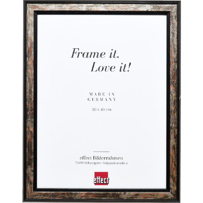 Effect Holz-Bilderrahmen Profil 64 schwarz 15x20 cm Kunstglas