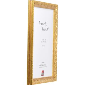 Cornice in legno Effect Profilo 75 Stile Barocco Oro 13x13 cm con Vetro Artistico