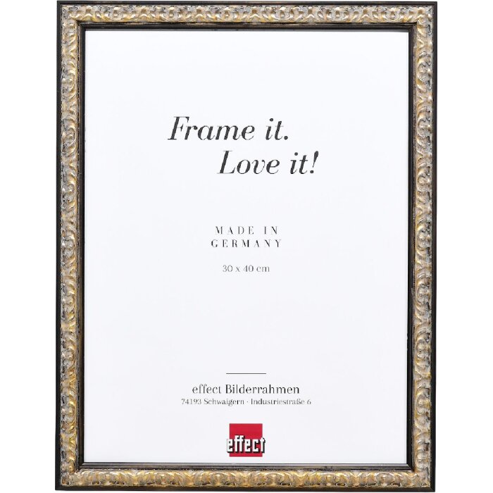 Cornice per foto in legno Profilo 86 Barocco 14,8x21 cm nero-argento Effect