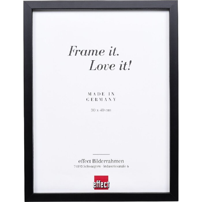 Cornice per foto in legno massiccio Effect Profilo 58 Nero 62x93 cm con vetro trasparente e listello di separazione