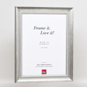 Effetto cornice in legno massiccio profilo 28 argento 14,8x21 cm vetro acrilico qualità museale