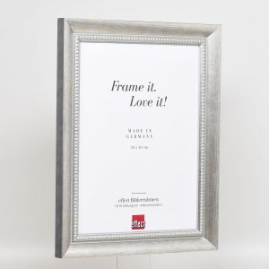 Effetto cornice in legno massiccio profilo 28 argento 14,8x21 cm vetro acrilico qualità museale