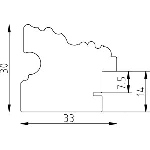Cornice in legno effect Profilo 75 Stile Barocco Oro 25x60 cm con vetro museale