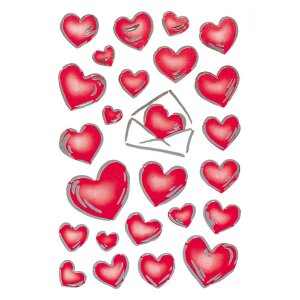 Etichette decorative cuori e lettere argento in rilievo 2...