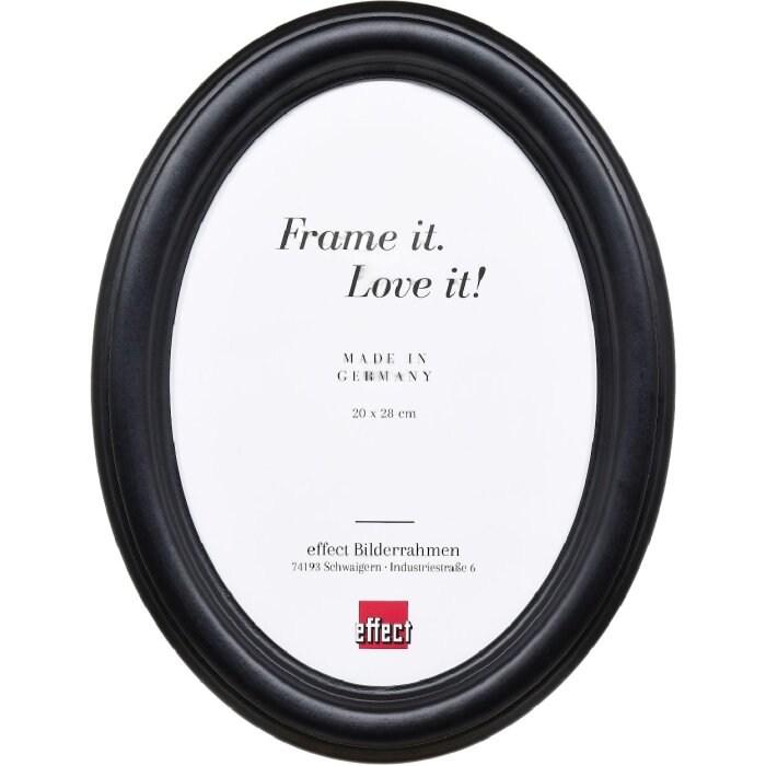 Cornice per foto ovale in legno massiccio Effect 50x60 cm Nero con vetro trasparente