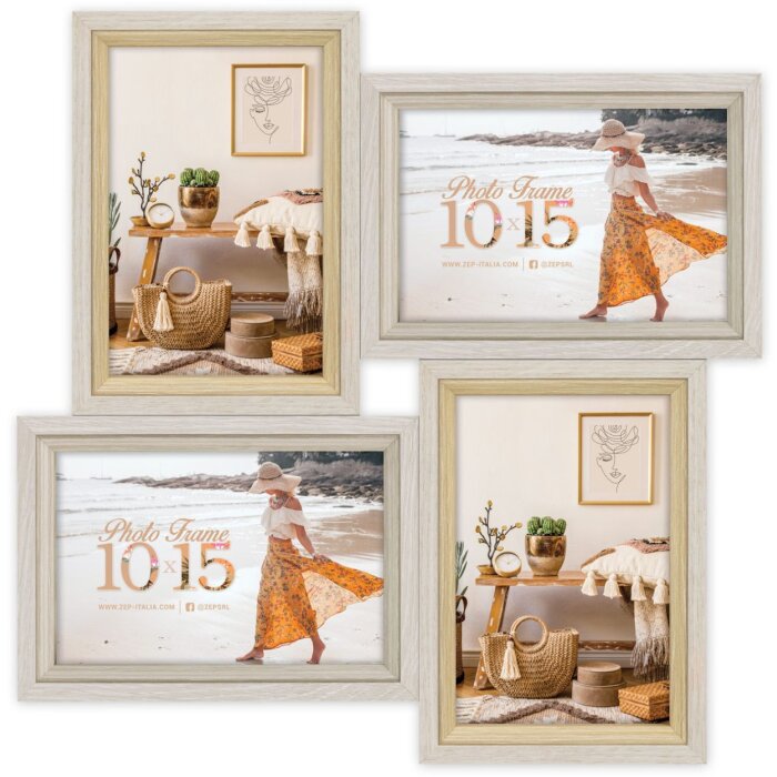ZEP Cornice in legno Zara nature 4 foto 10x15 cm (32x32 cm)