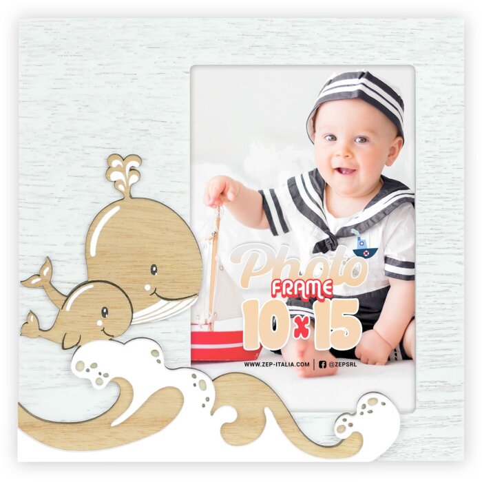 ZEP Baby Portrait Frame Willy 10x15 cm Cornice in legno Balene