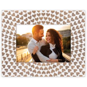 ZEP Portafoto in legno Lorena 13x18 cm marrone-bianco cuori