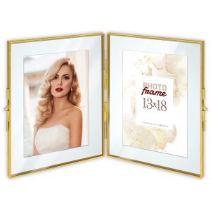 ZEP Cornice doppia in metallo Bruxelles oro 2 foto 13x18...