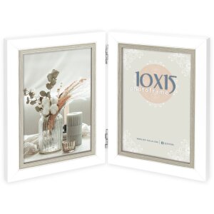ZEP Cornice doppia in legno Sion bianco 2 foto 13x18 cm...