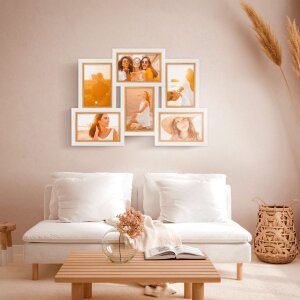 ZEP Cornice da galleria in legno Ayas bianco 6 foto 10x15 cm (45,5x32 cm)