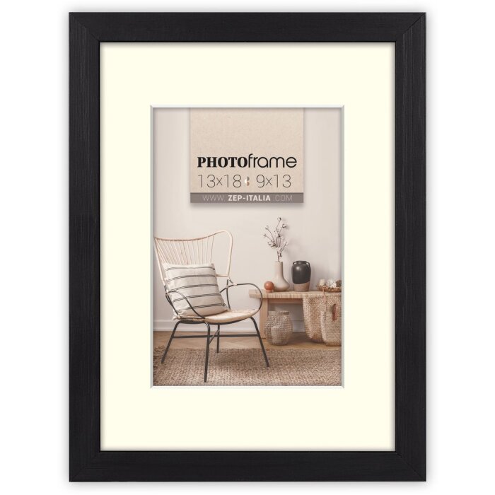 Cornice in legno ZEP Malmo nero 13x18 cm con Passepartout 9x13 cm