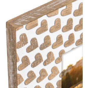 ZEP Portafoto in legno Lorena 10x15 cm e 13x18 cm cuori marrone-bianco