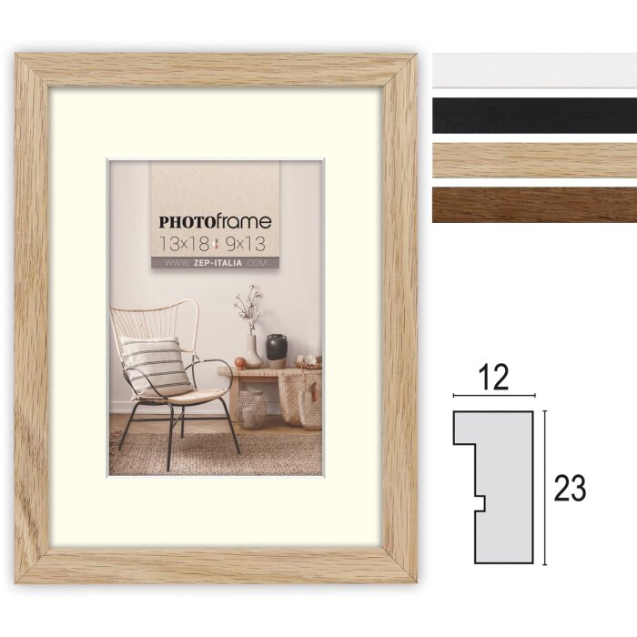 Cornice in legno ZEP Malmo da 13x18 cm a 50x70 cm con passe-partout