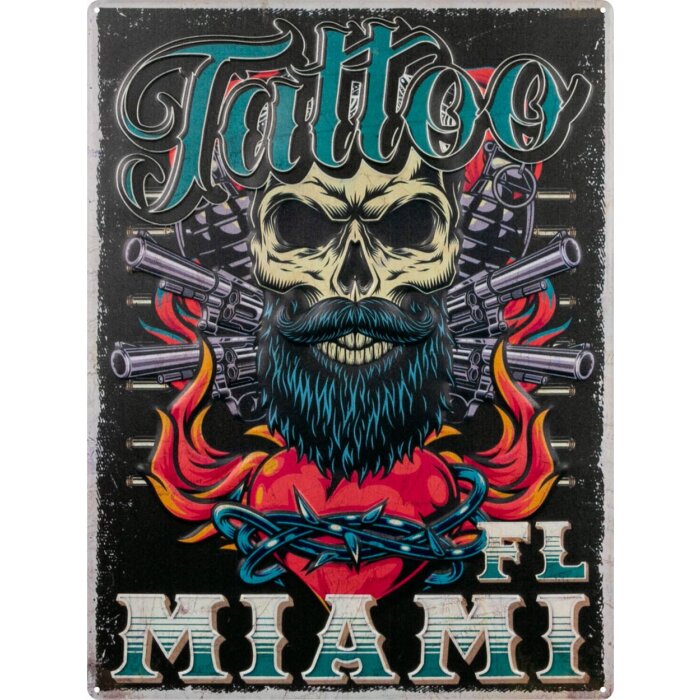 Segno di latta ZEP TATTOO 47x35x0,5 cm Miami