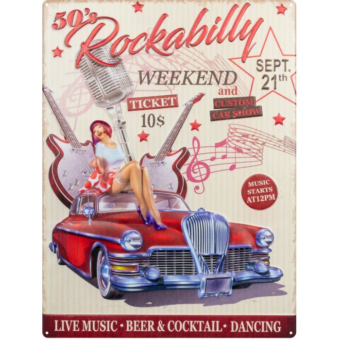 ZEP Segno di latta ROCKABILLY 47x35x0,5 cm