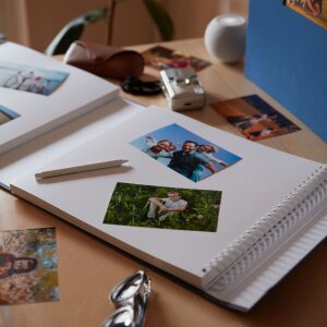 HNFD Album fotografico Lona Blue Linen 1000 immagini 34,5x33cm 168 pagine bianche